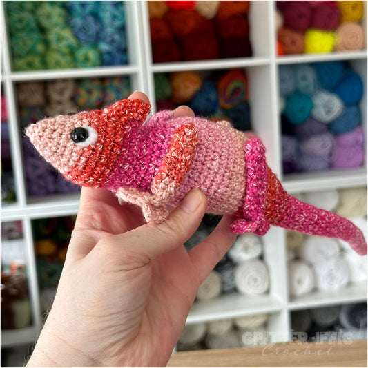 Pink Clyde the Chameleon Amigurumi