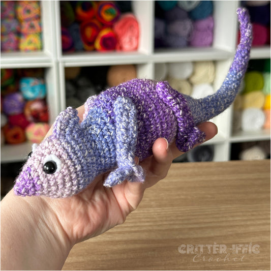 Purple Clyde the Chameleon Amigurumi