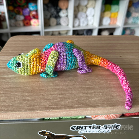 Rainbow Clyde the Chameleon Amigurumi