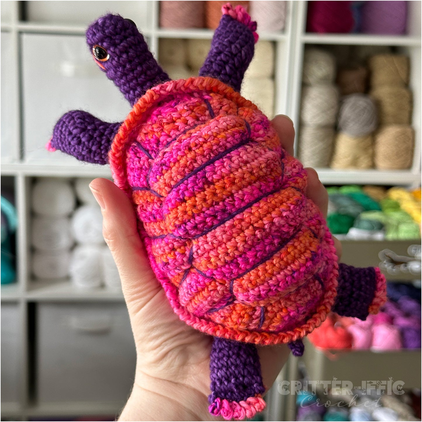 Pink and Purple Box Turtle OOAK Amigurumi