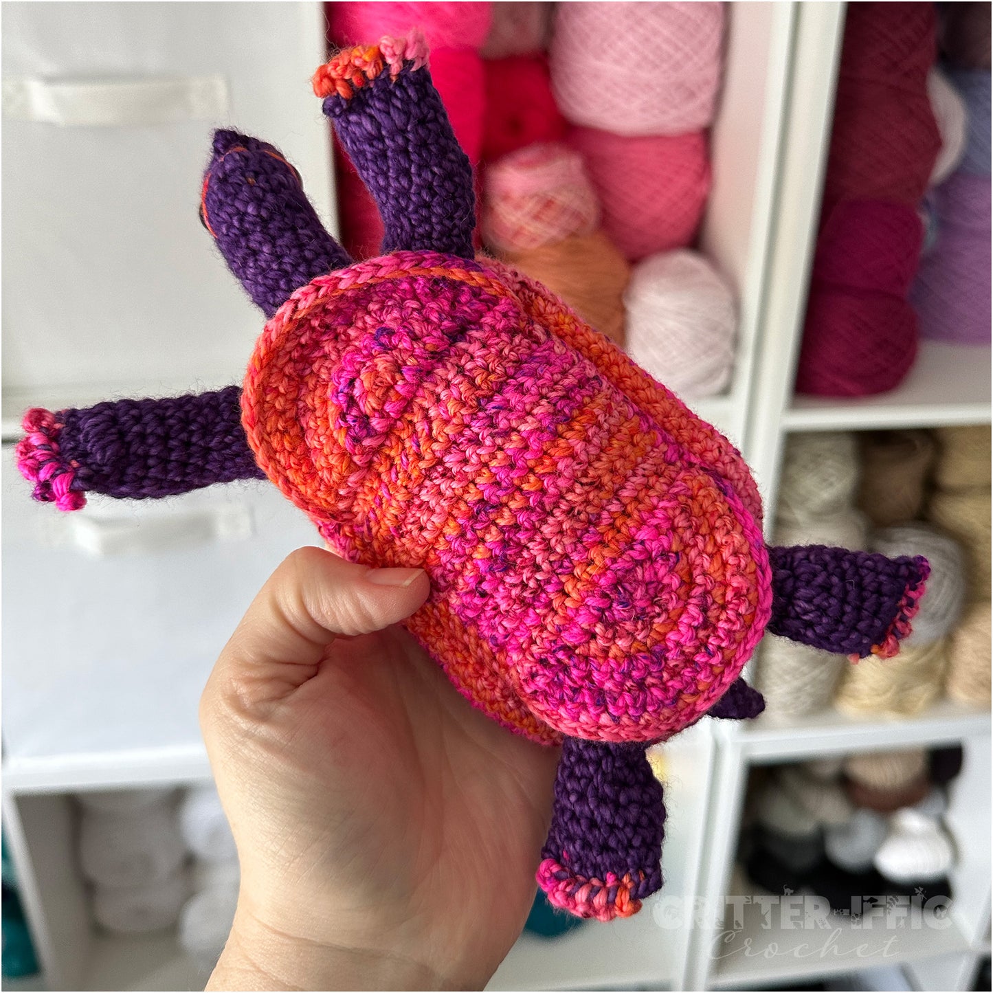 Pink and Purple Box Turtle OOAK Amigurumi